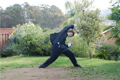 Adam McFallan demonstrates the routine he performed in the state championships in Canberra and won third place for.